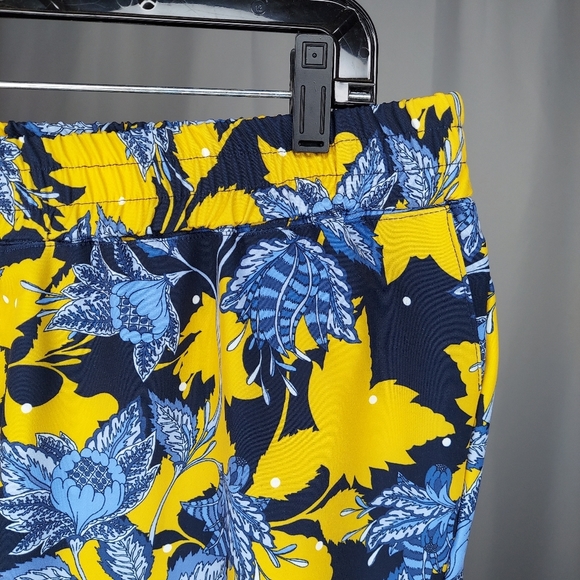 Eloquii Pants Women 16 Floral Jogger Elastic Pullon Pocket Stretch Blue Yellow - Picture 3 of 9